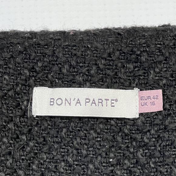 Bon'A Parte Jacket Womens 42 UK 16 Black Textured Lined Wool Blend Snap Front - Picture 4 of 12